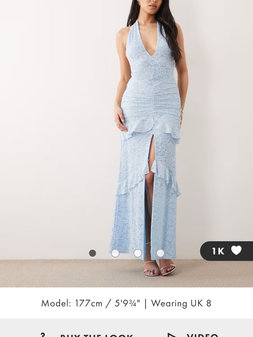 ASOS Pale Blue Lace Halter Maxi Dress